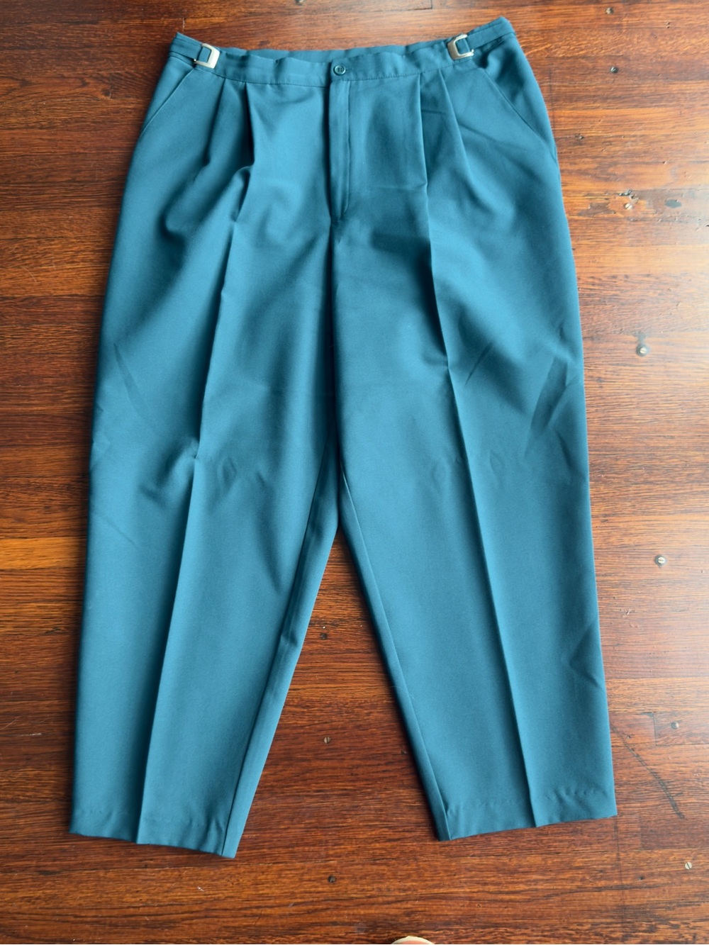 Liz Baker Teal Pleated Tapered Dress Pants